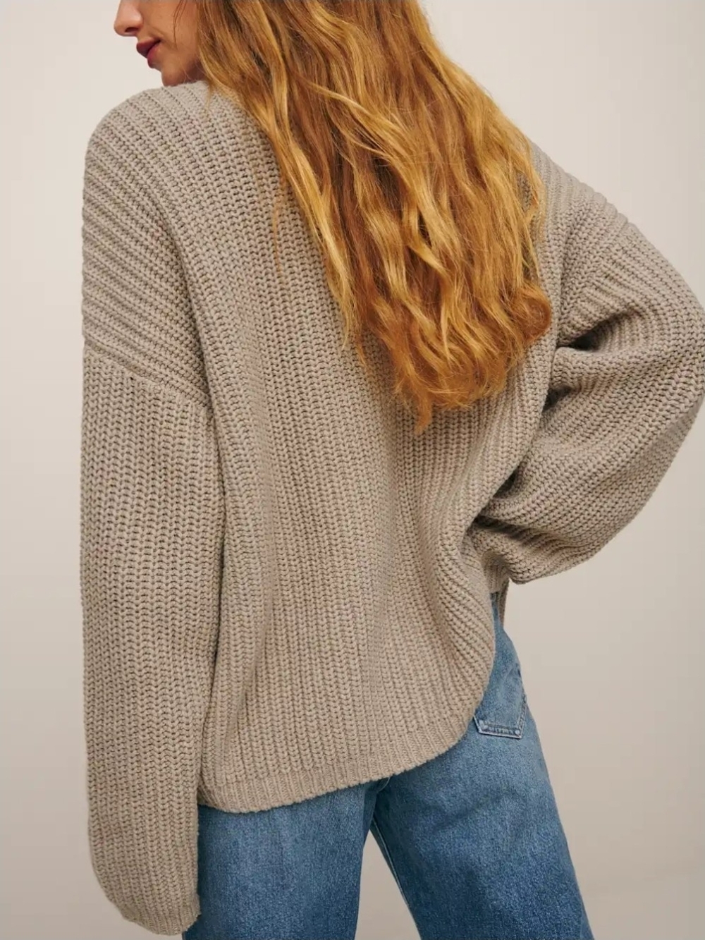 Reformation Taupe Ribbed Button-Front Cardigan - Picture 3 of 9